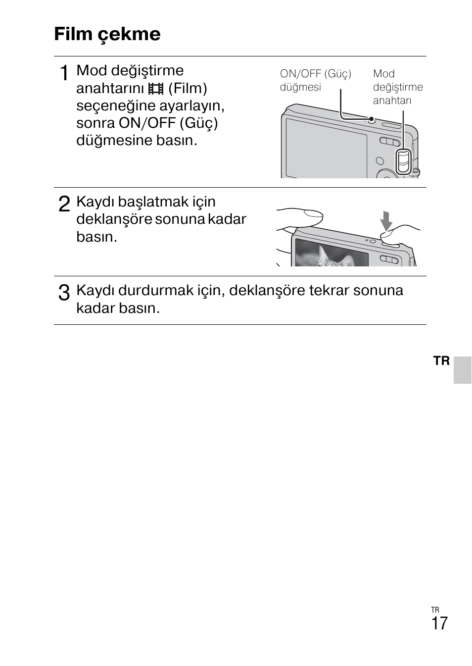 Film çekme | Sony DSC-W310 User Manual | Page 469 / 515