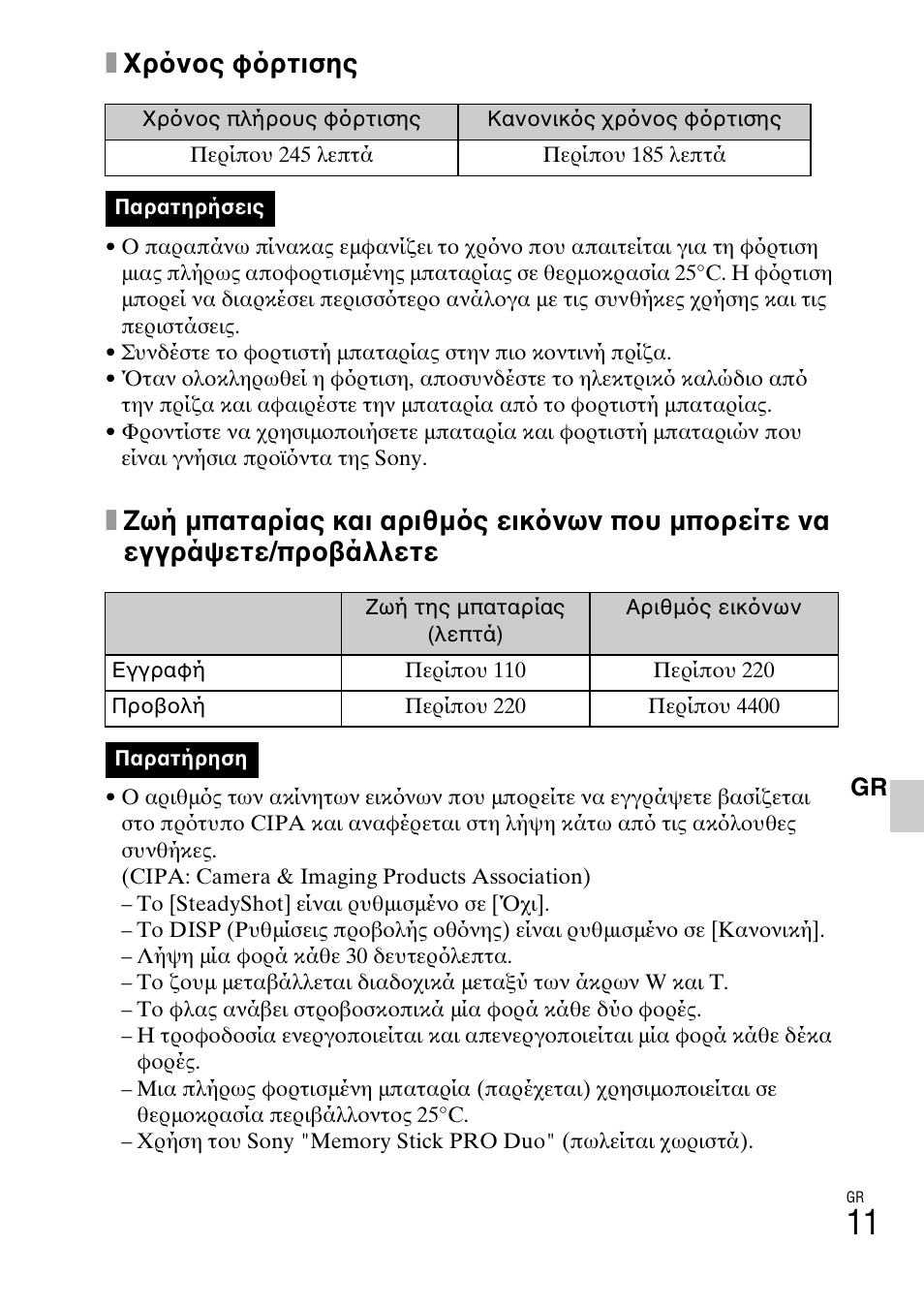 Xχρ νος φ ρτισης | Sony DSC-W310 User Manual | Page 491 / 515
