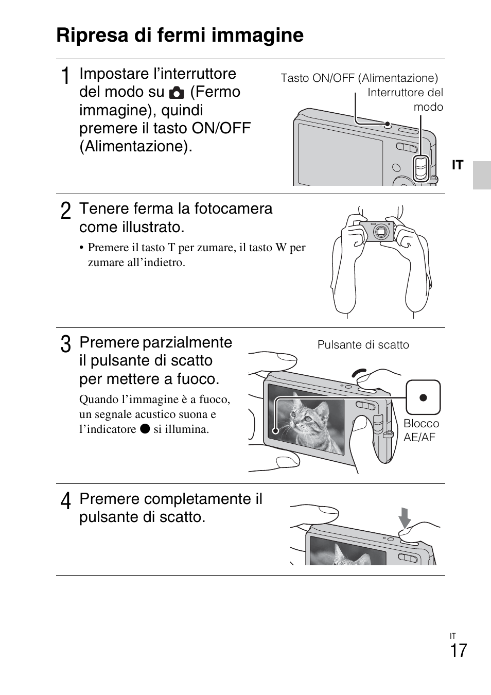 Ripresa di fermi immagine | Sony DSC-W310 User Manual | Page 73 / 515