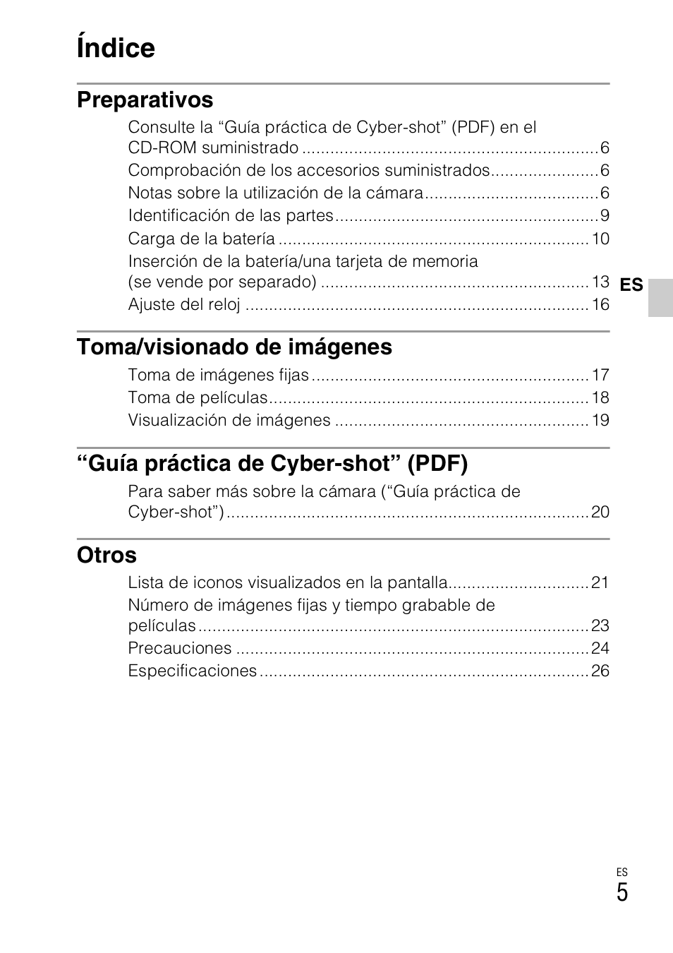 Índice | Sony DSC-W310 User Manual | Page 87 / 515