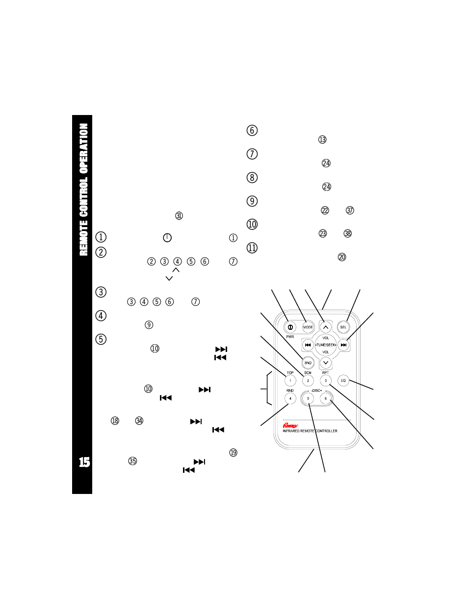 Wireless remote control operation | Audiovox Rampage ACD-84 User Manual | Page 16 / 20