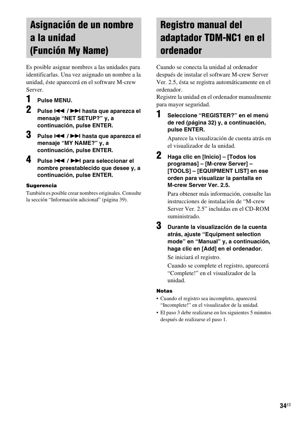 Asignación de un nombre a la unidad, Función my name), Registro manual del adaptador tdm-nc1 | En el ordenador | Sony TDM-NC1 User Manual | Page 118 / 467