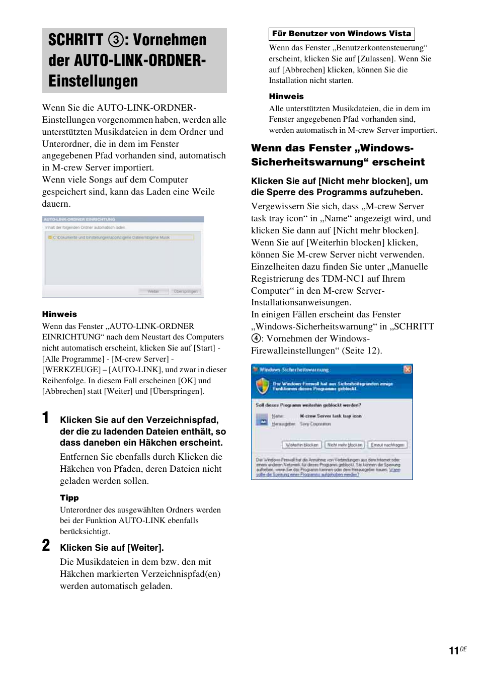 Schritt 3: vornehmen der auto, Link-ordner-einstellungen | Sony TDM-NC1 User Manual | Page 139 / 467