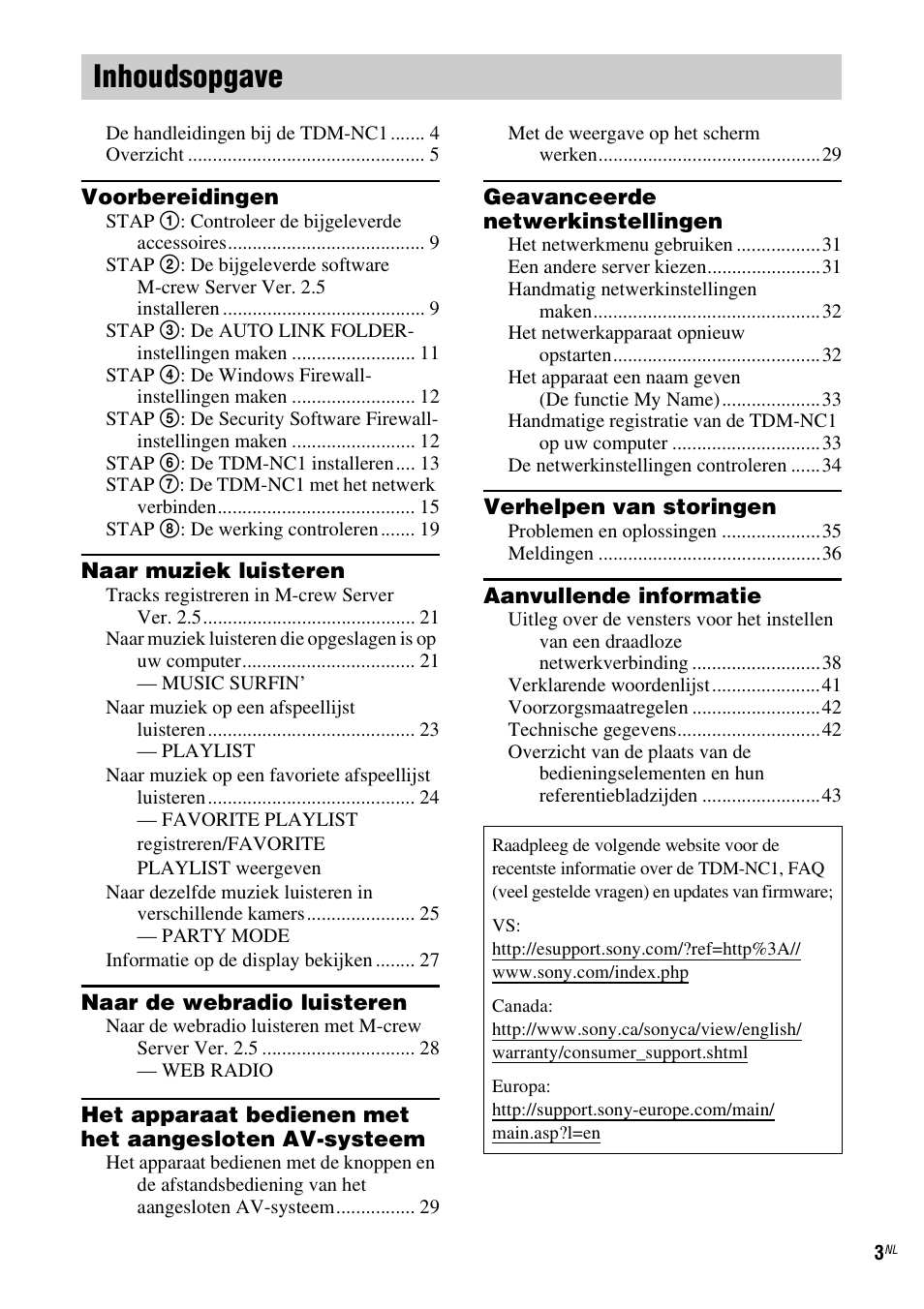 Inhoudsopgave | Sony TDM-NC1 User Manual | Page 175 / 467