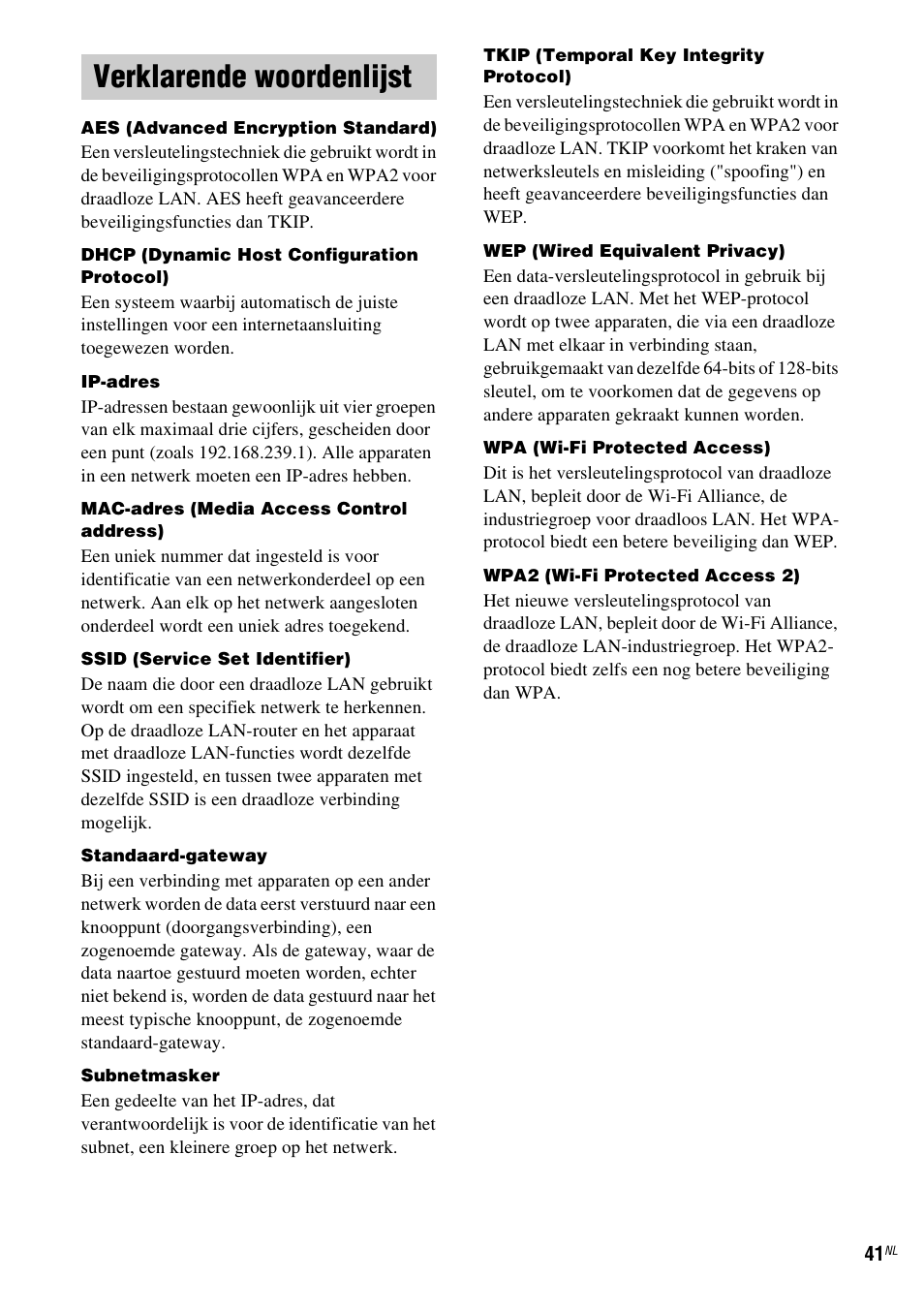 Verklarende woordenlijst | Sony TDM-NC1 User Manual | Page 213 / 467