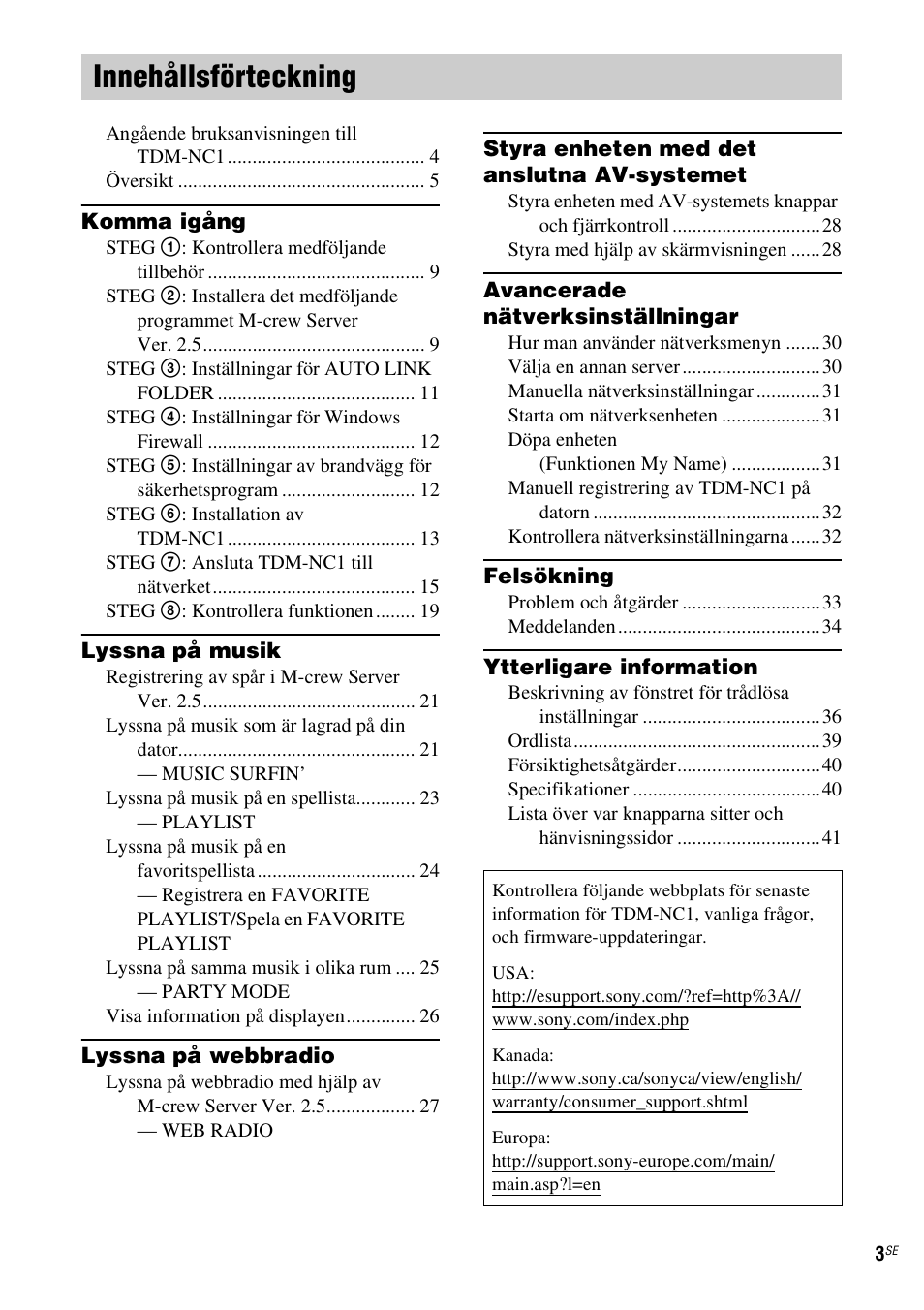 Innehållsförteckning | Sony TDM-NC1 User Manual | Page 259 / 467
