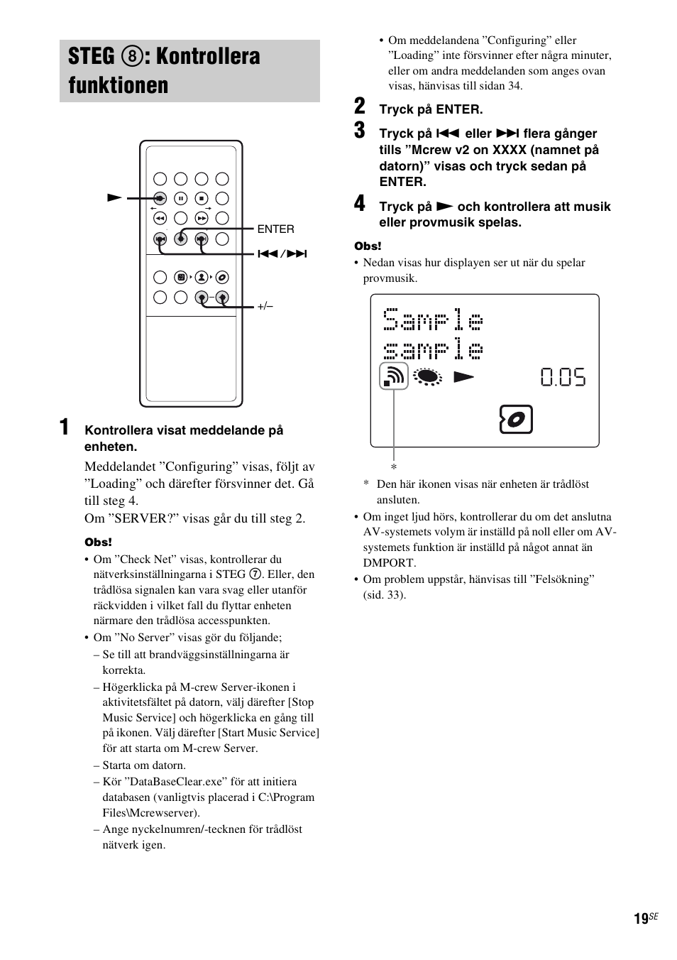 Steg 8: kontrollera funktionen, Sid. 19), Steg 8 : kontrollera funktionen | Sony TDM-NC1 User Manual | Page 275 / 467