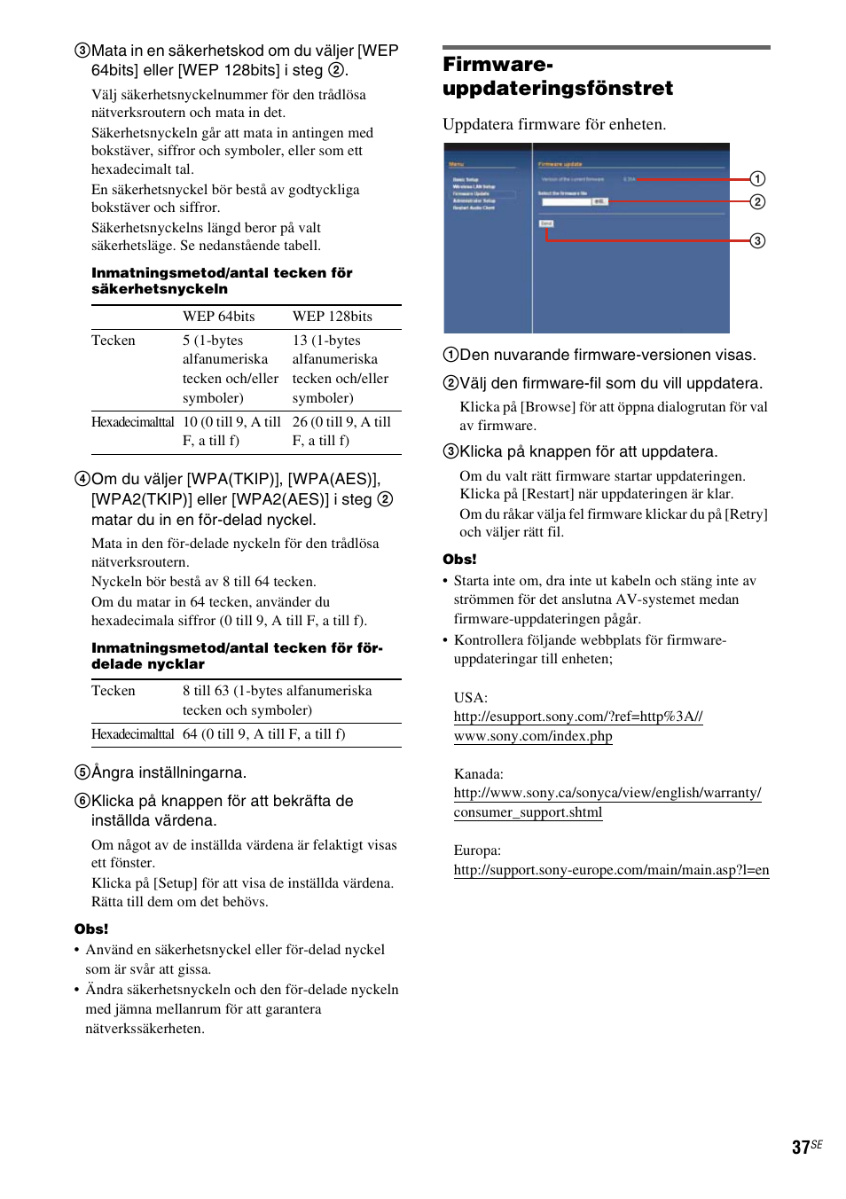 Firmware- uppdateringsfönstret | Sony TDM-NC1 User Manual | Page 293 / 467