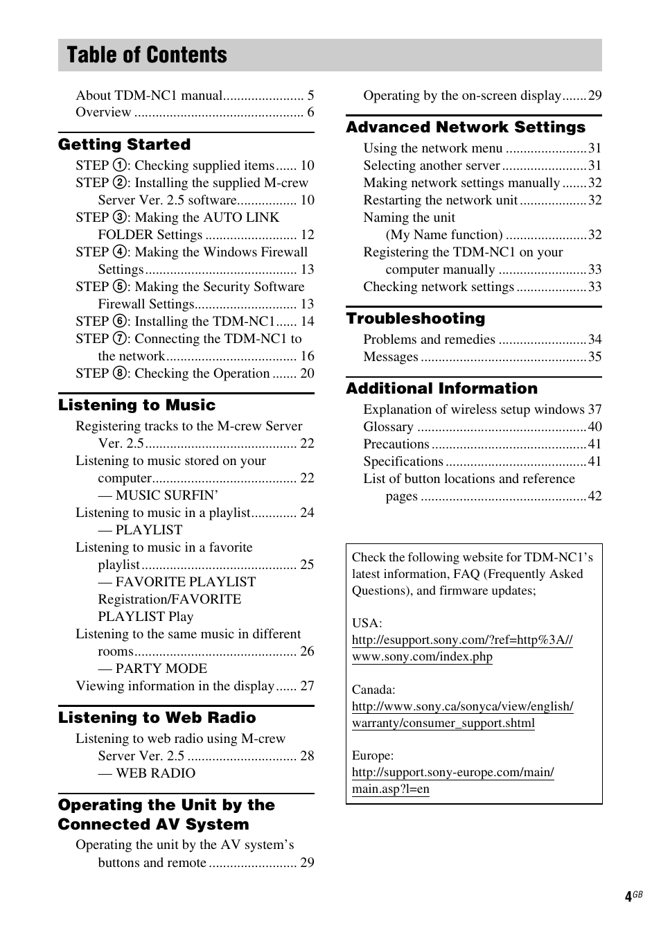 Sony TDM-NC1 User Manual | Page 4 / 467