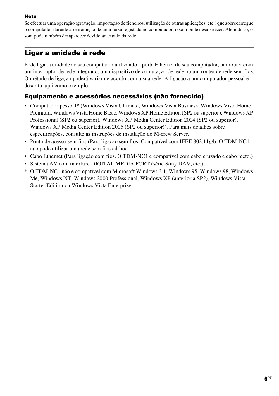 Ligar a unidade à rede | Sony TDM-NC1 User Manual | Page 431 / 467