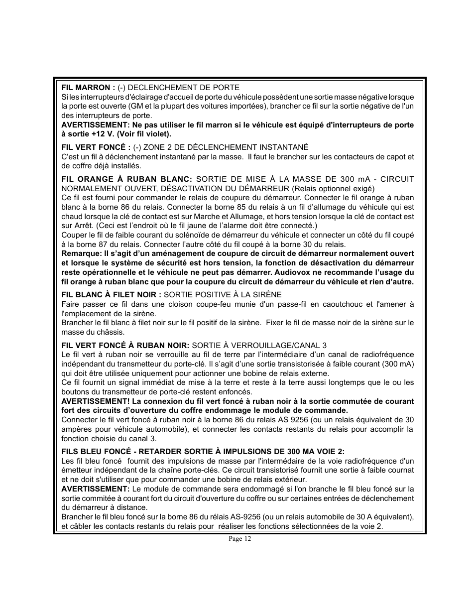 Audiovox APS 400 User Manual | Page 12 / 24