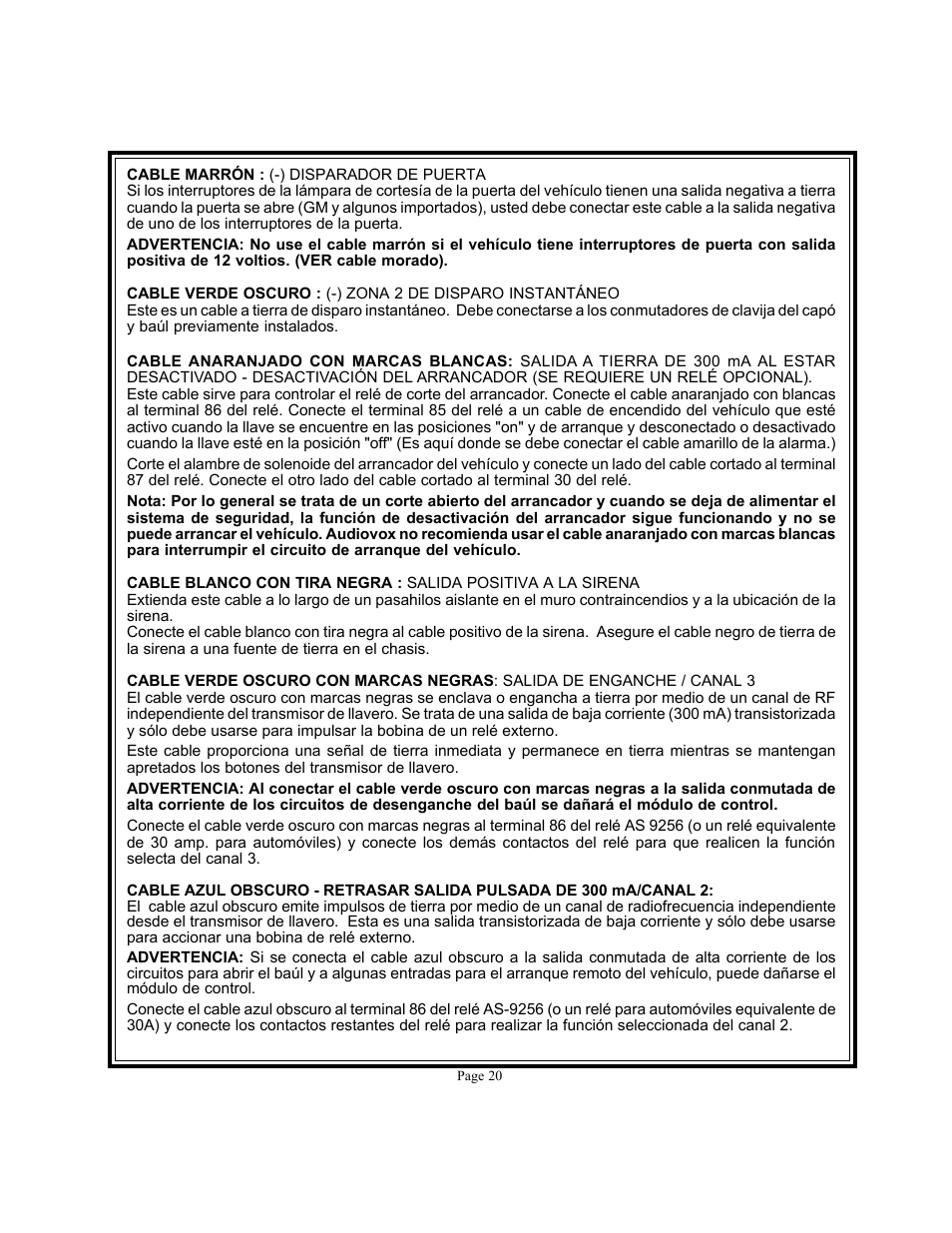 Audiovox APS 400 User Manual | Page 20 / 24