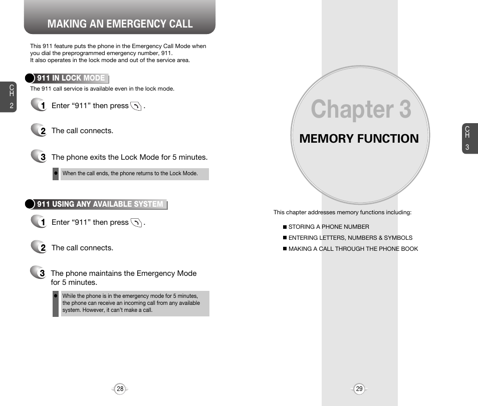 Chapter 3, Making an emergency call | Audiovox 8910 User Manual | Page 17 / 70