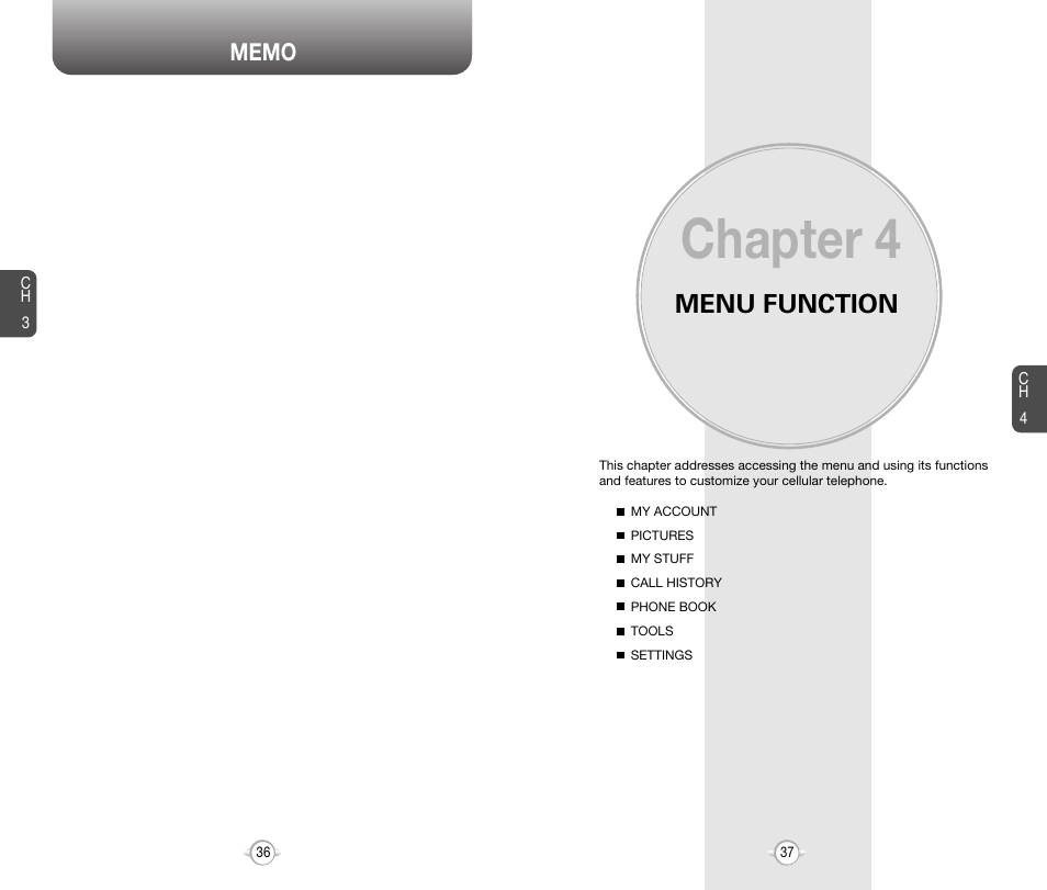 Chapter 4, Menu function | Audiovox 8910 User Manual | Page 21 / 70