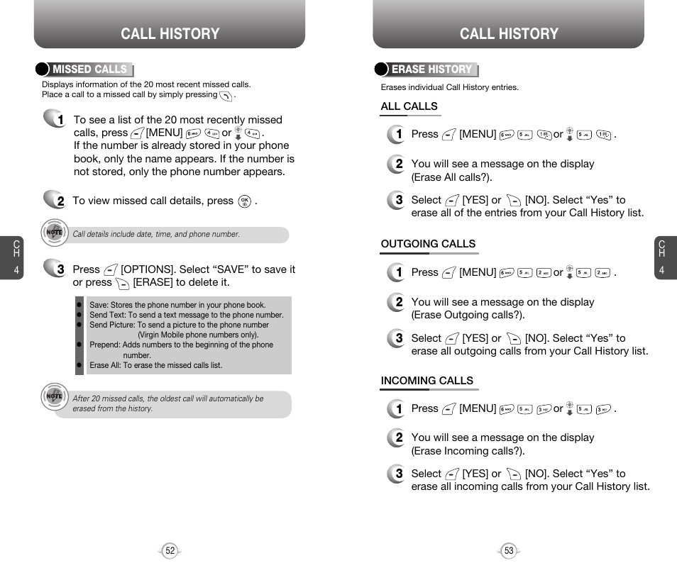 Call history | Audiovox 8910 User Manual | Page 29 / 70