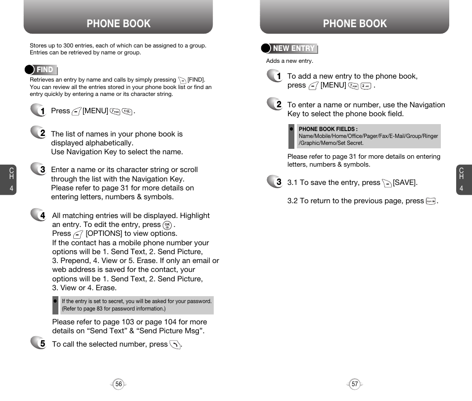 Phone book | Audiovox 8910 User Manual | Page 31 / 70