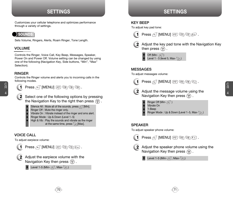 Settings | Audiovox 8910 User Manual | Page 38 / 70