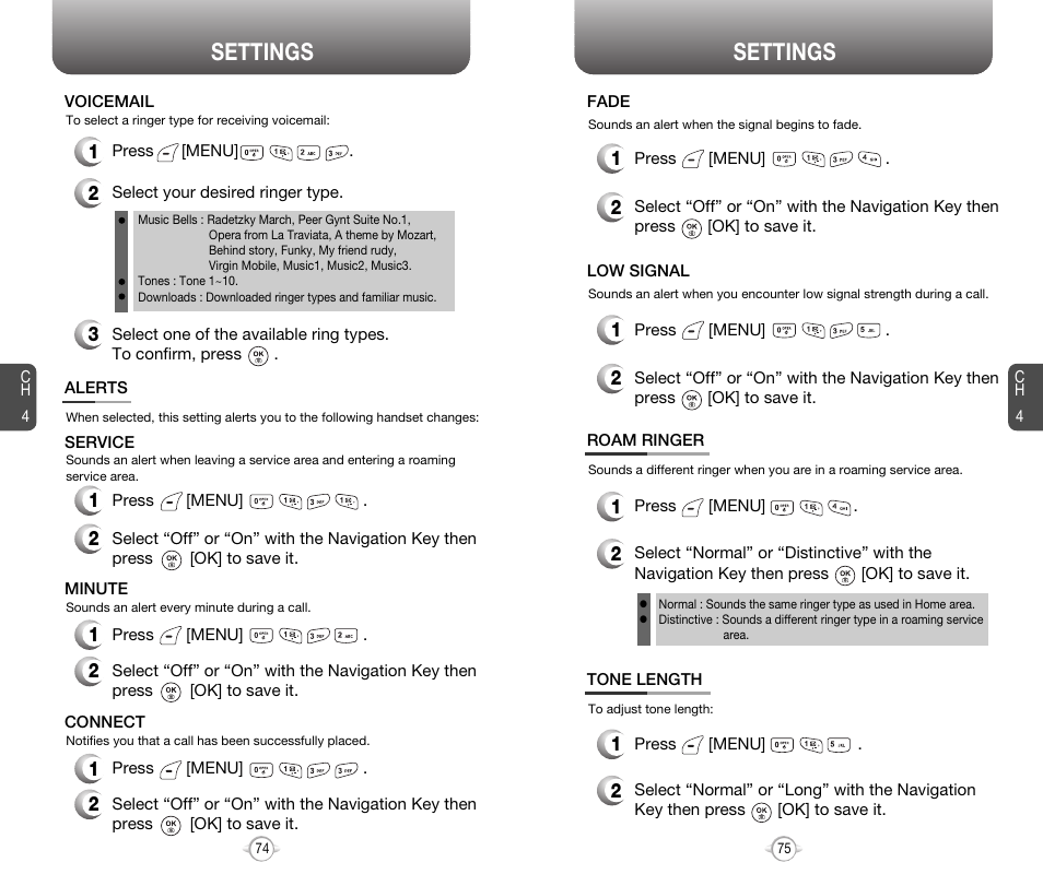 Settings | Audiovox 8910 User Manual | Page 40 / 70