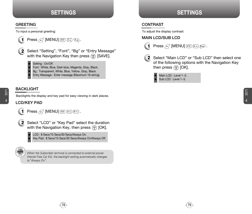 Settings | Audiovox 8910 User Manual | Page 42 / 70