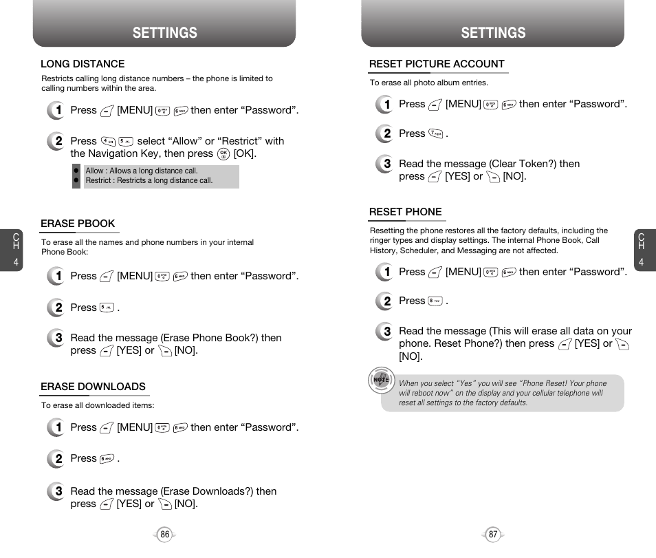Settings | Audiovox 8910 User Manual | Page 46 / 70