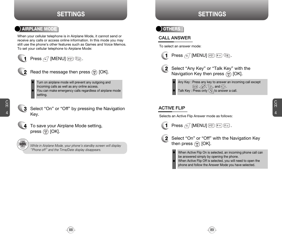 Settings | Audiovox 8910 User Manual | Page 47 / 70