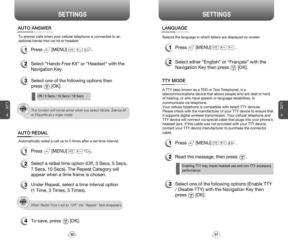 Settings | Audiovox 8910 User Manual | Page 48 / 70