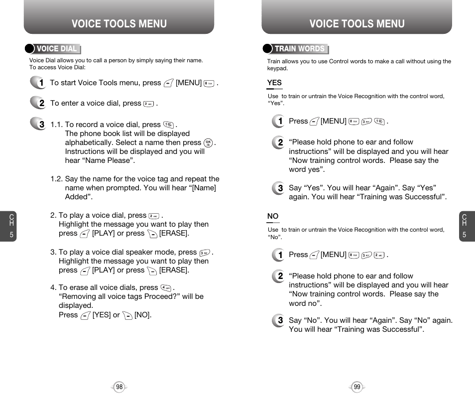 Voice tools menu | Audiovox 8910 User Manual | Page 52 / 70