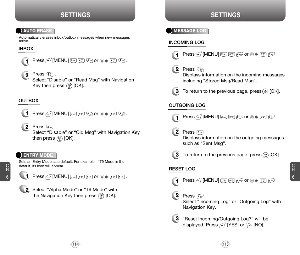 Settings | Audiovox 8910 User Manual | Page 60 / 70