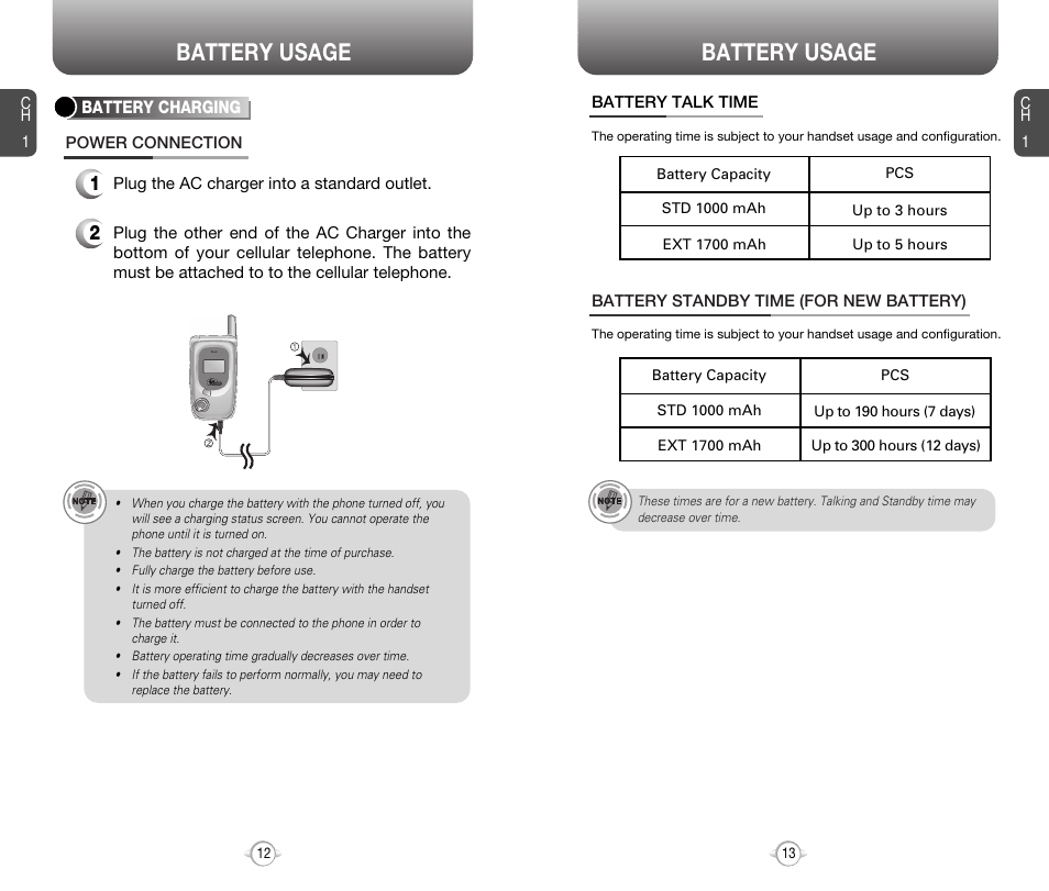 Battery usage | Audiovox 8910 User Manual | Page 9 / 70
