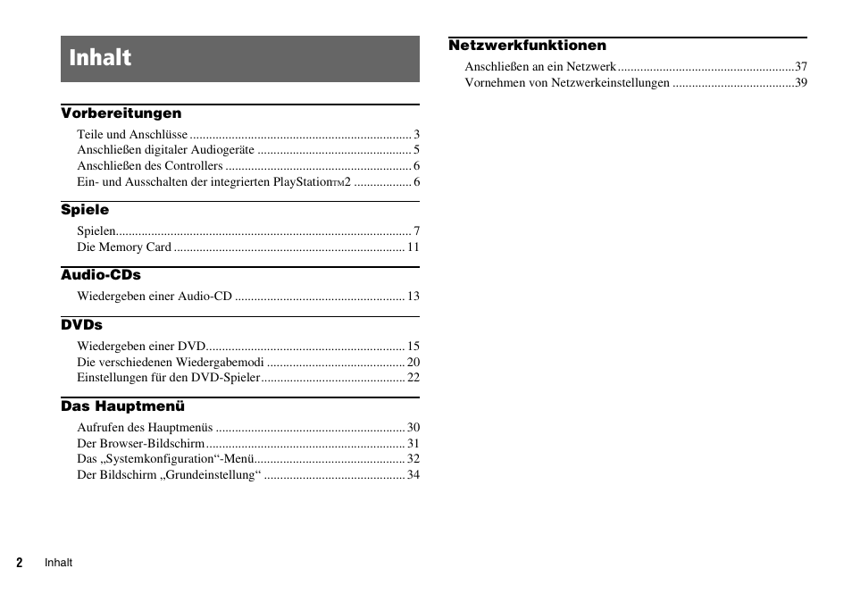 Inhalt | Sony KDL-22PX300 User Manual | Page 113 / 297