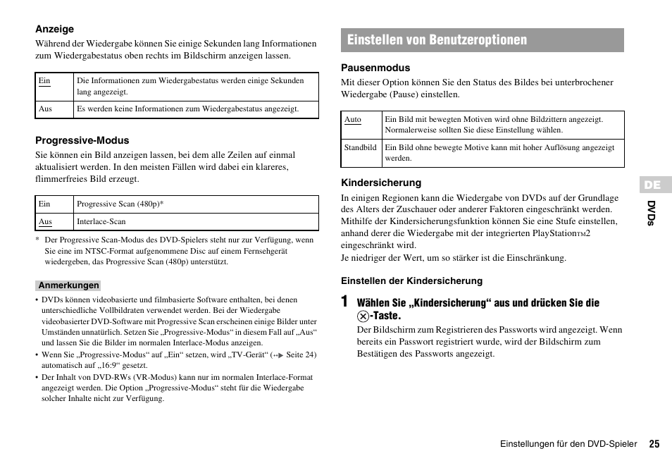 Einstellen von benutzeroptionen | Sony KDL-22PX300 User Manual | Page 136 / 297