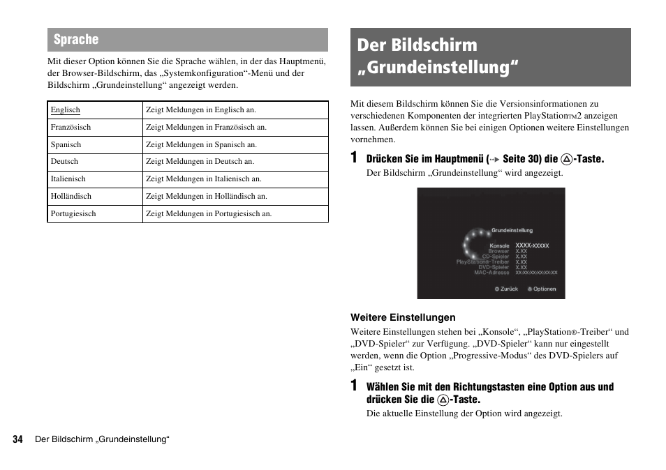 Der bildschirm „grundeinstellung, Sprache | Sony KDL-22PX300 User Manual | Page 145 / 297