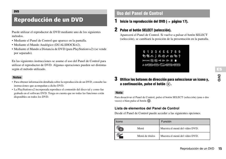 Reproducción de un dvd, Uso del panel de control | Sony KDL-22PX300 User Manual | Page 164 / 297