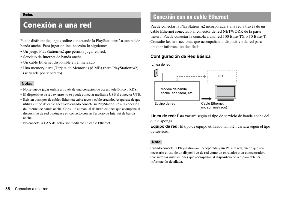 Redes, Conexión a una red, Conexión con un cable ethernet | Sony KDL-22PX300 User Manual | Page 185 / 297