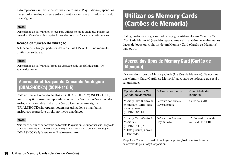 Utilizar os memory cards (cartões de memória), Scph-110 e) | Sony KDL-22PX300 User Manual | Page 196 / 297