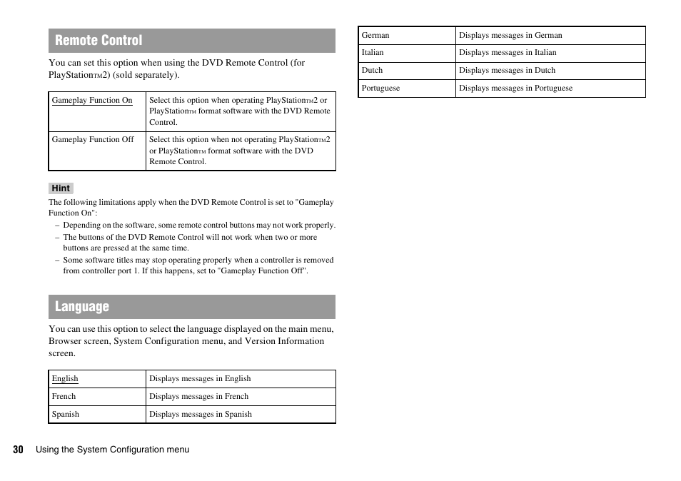 Remote control, Language | Sony KDL-22PX300 User Manual | Page 30 / 297