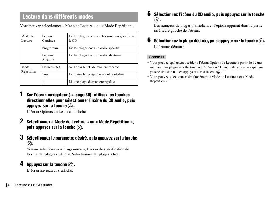 Lecture dans différents modes | Sony KDL-22PX300 User Manual | Page 49 / 297
