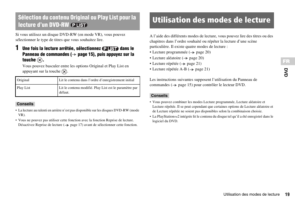 Utilisation des modes de lecture | Sony KDL-22PX300 User Manual | Page 54 / 297