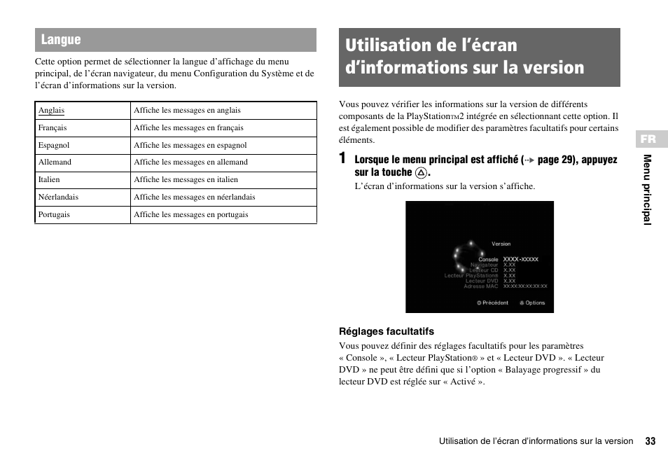 Langue | Sony KDL-22PX300 User Manual | Page 68 / 297