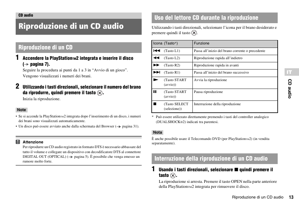 Cd audio, Riproduzione di un cd audio, Interruzione della riproduzione di un cd audio | Sony KDL-22PX300 User Manual | Page 86 / 297