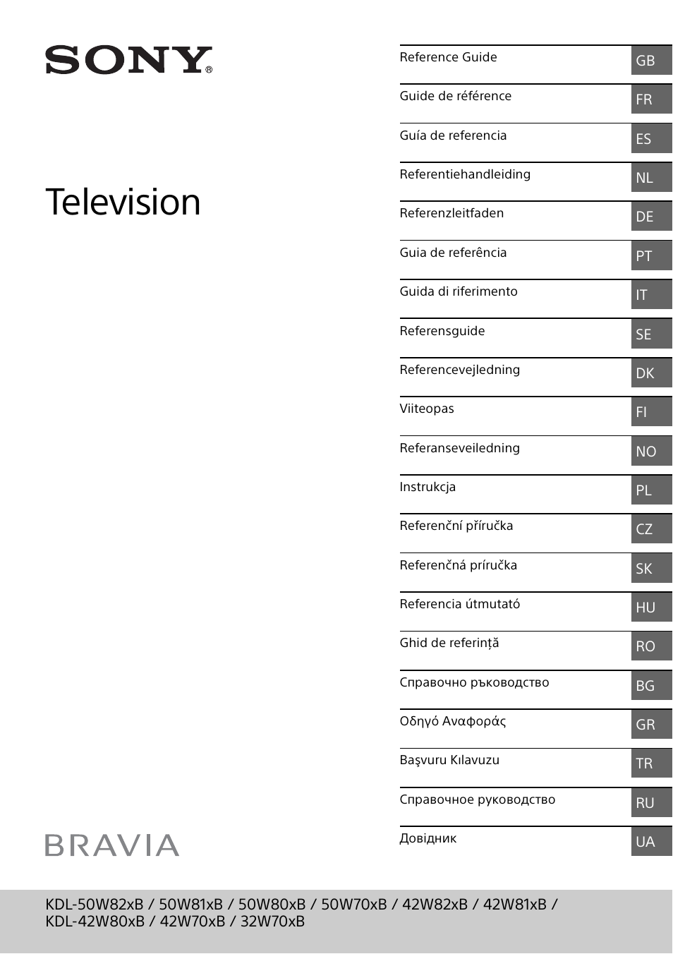 Sony KDL-50W805B User Manual | 376 pages