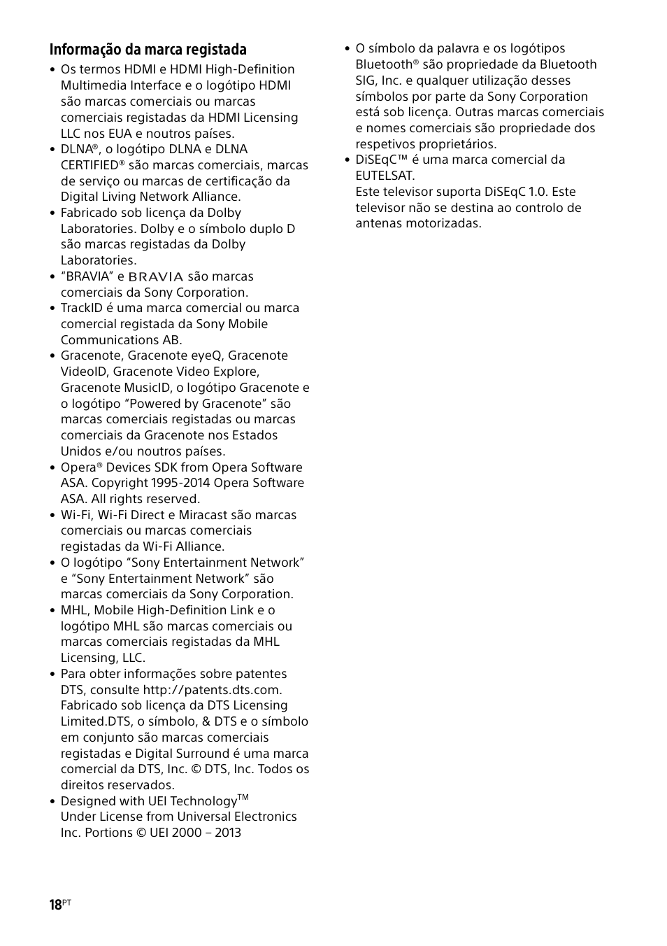 Informação da marca registada | Sony KDL-50W805B User Manual | Page 106 / 376