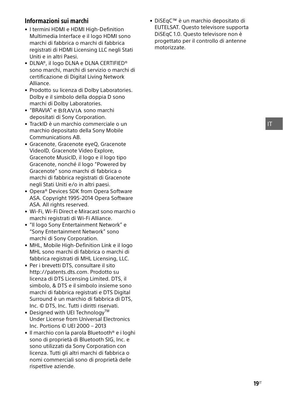 Informazioni sui marchi | Sony KDL-50W805B User Manual | Page 125 / 376