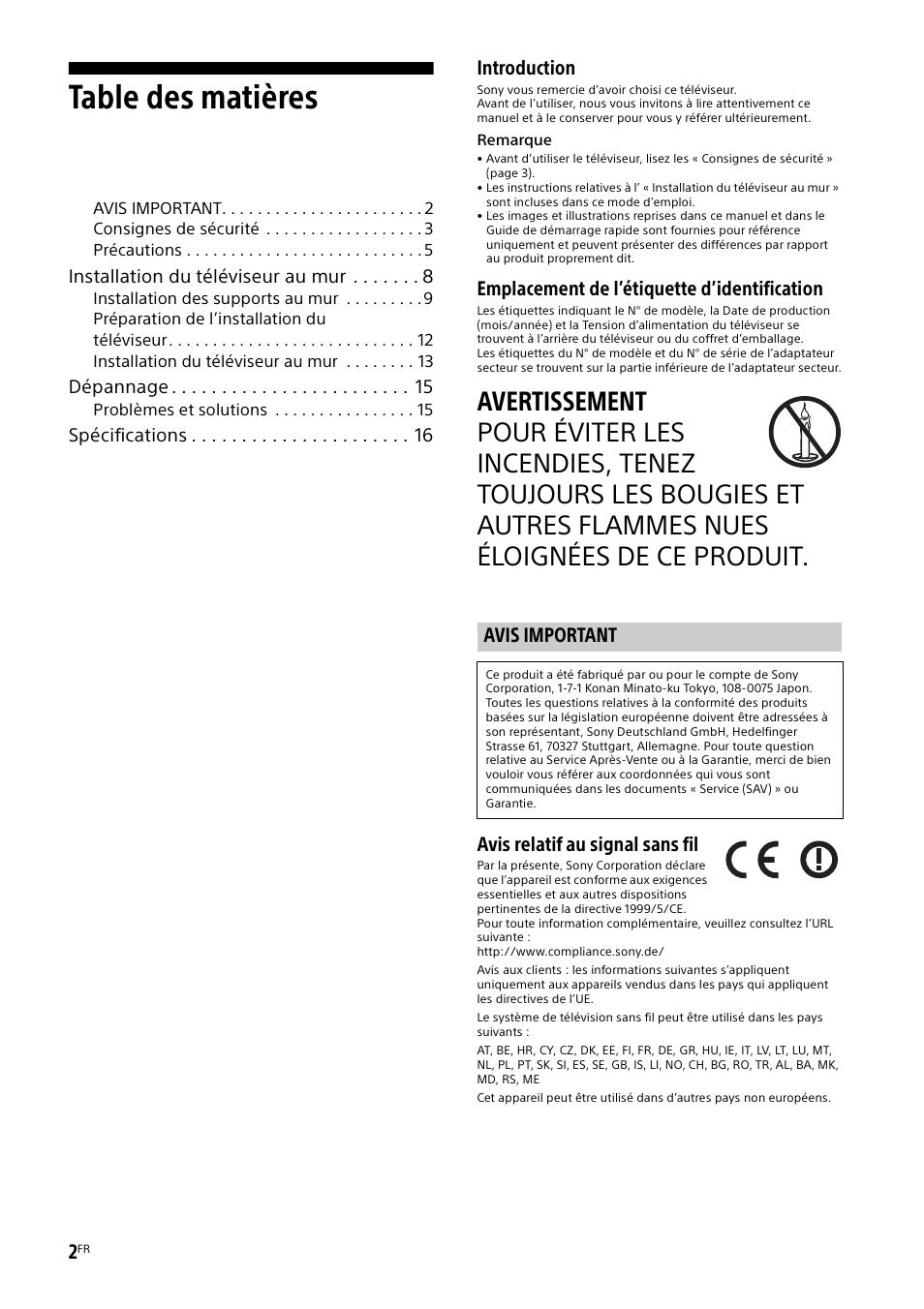 Sony KDL-50W805B User Manual | Page 18 / 376