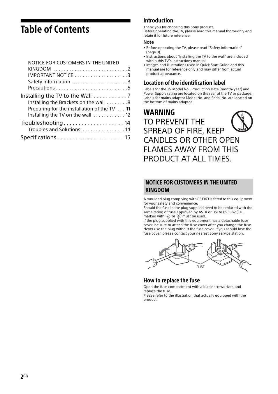 Sony KDL-50W805B User Manual | Page 2 / 376