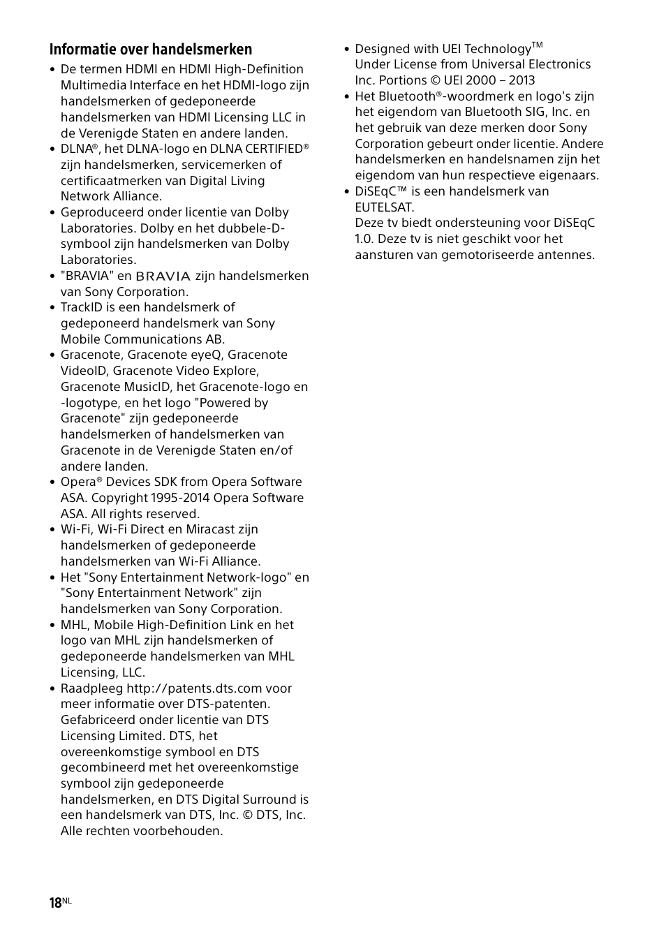Informatie over handelsmerken | Sony KDL-50W805B User Manual | Page 70 / 376