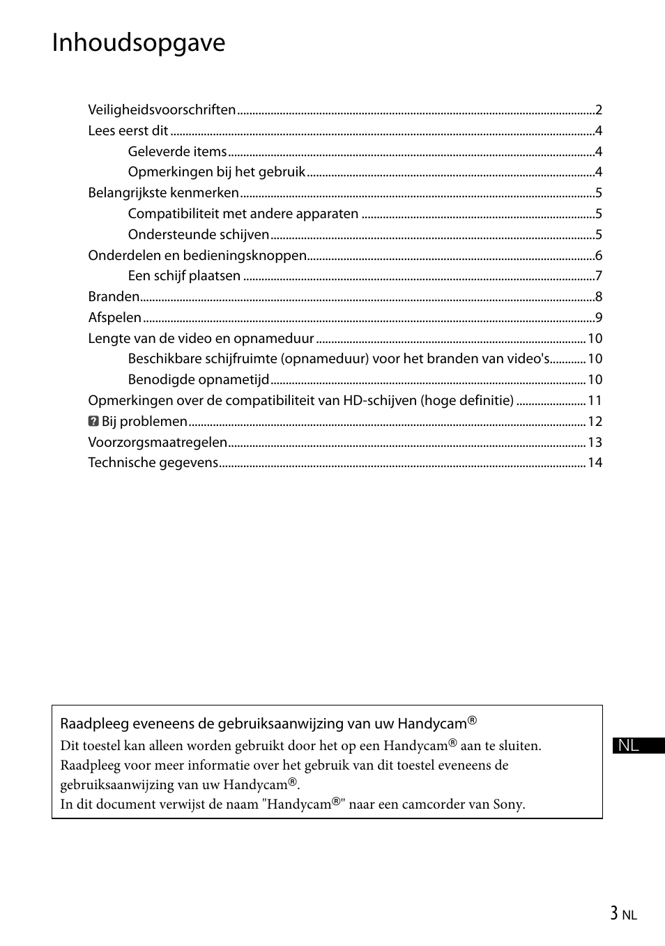 Inhoudsopgave | Sony VRD-P1 User Manual | Page 105 / 120