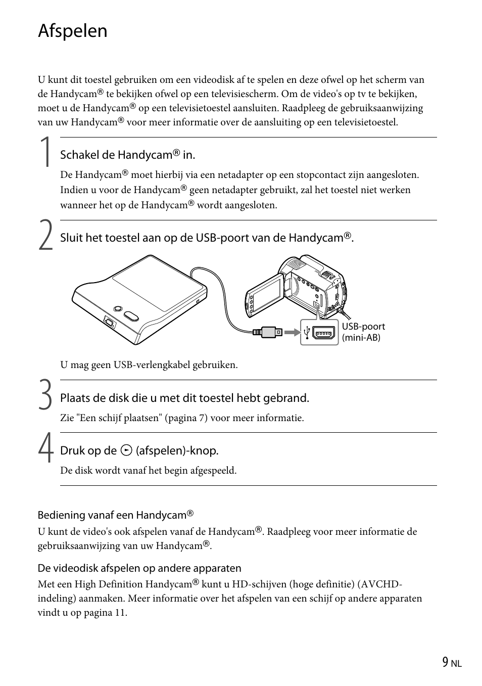 Afspelen | Sony VRD-P1 User Manual | Page 111 / 120