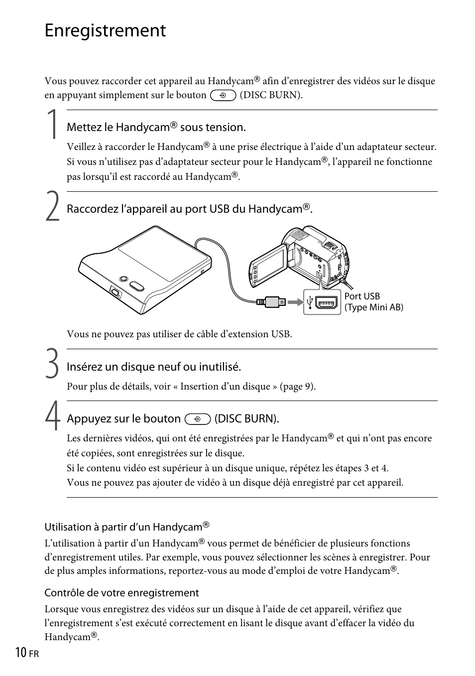 Enregistrement | Sony VRD-P1 User Manual | Page 26 / 120