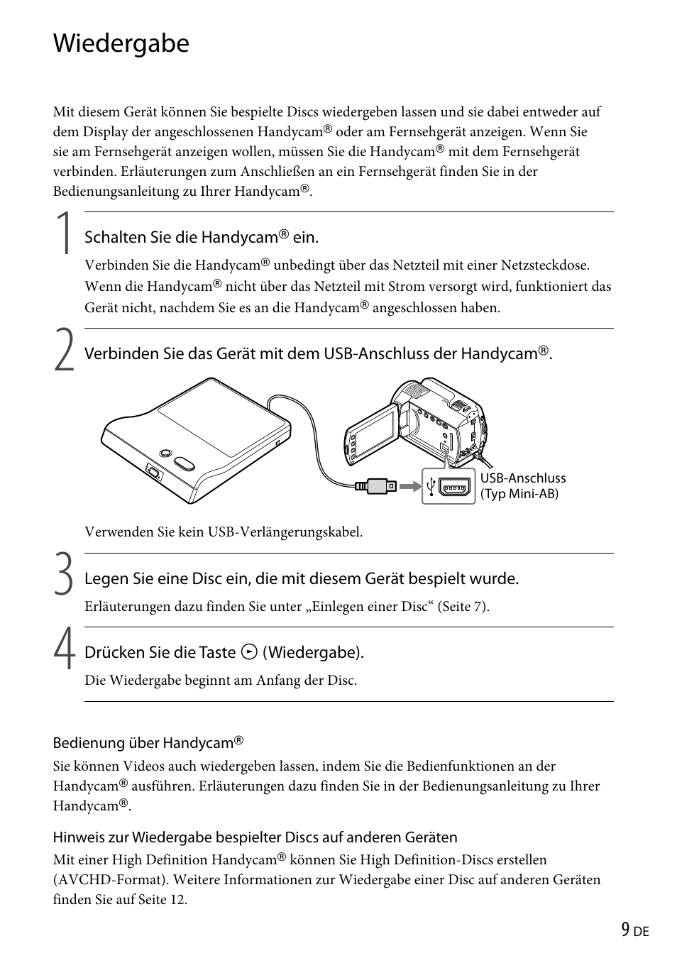 Wiedergabe | Sony VRD-P1 User Manual | Page 41 / 120